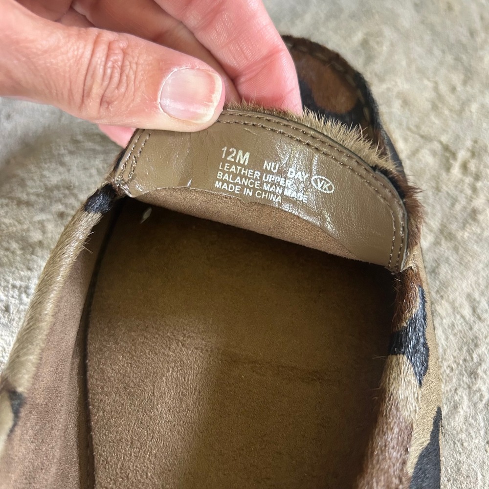 Aerosoles Nu Day Leather Camo Calf Hair Slip On Shoes 10 New - Picture 5 of 6